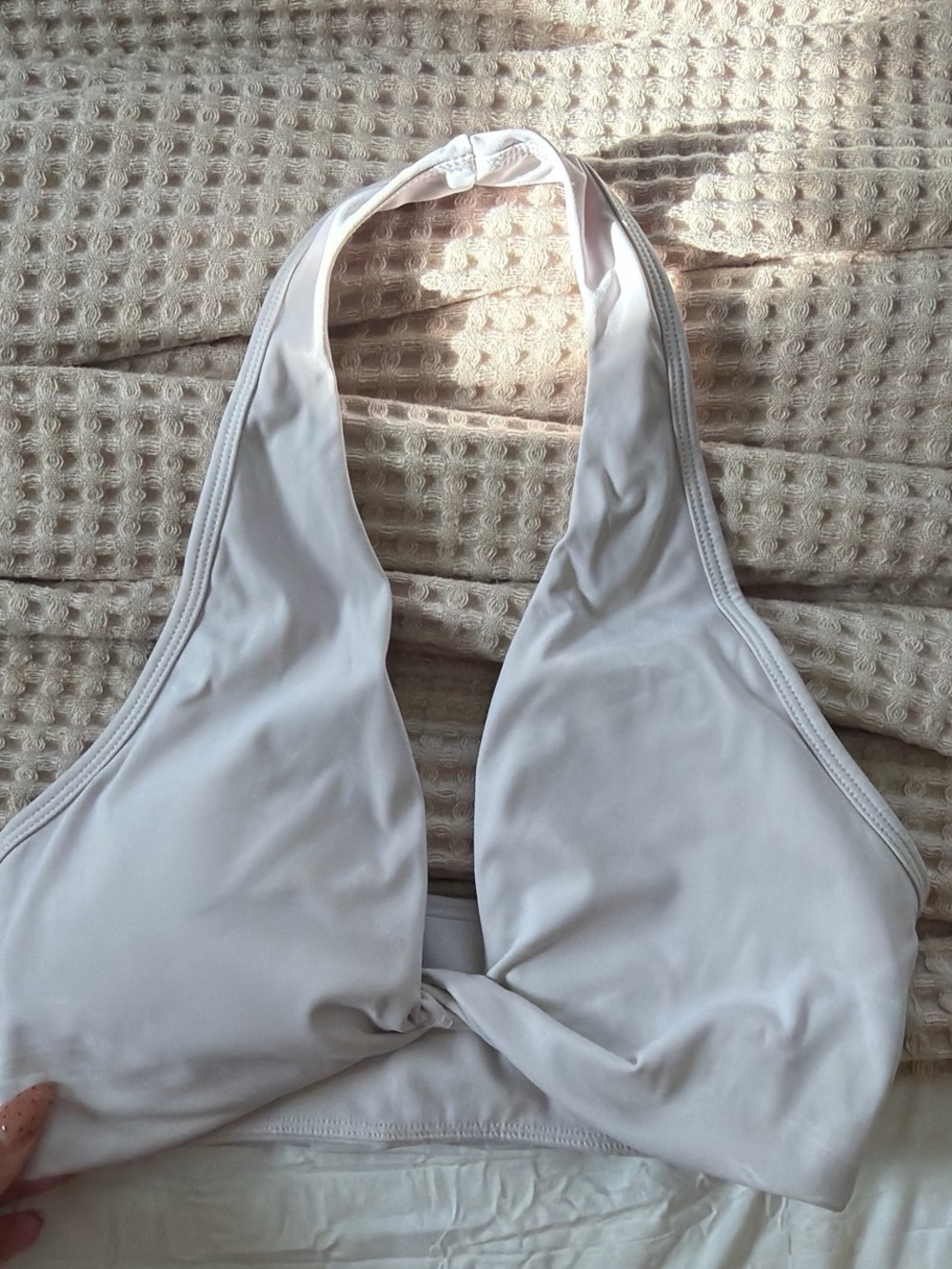 Pcheebum White Halter sports bra